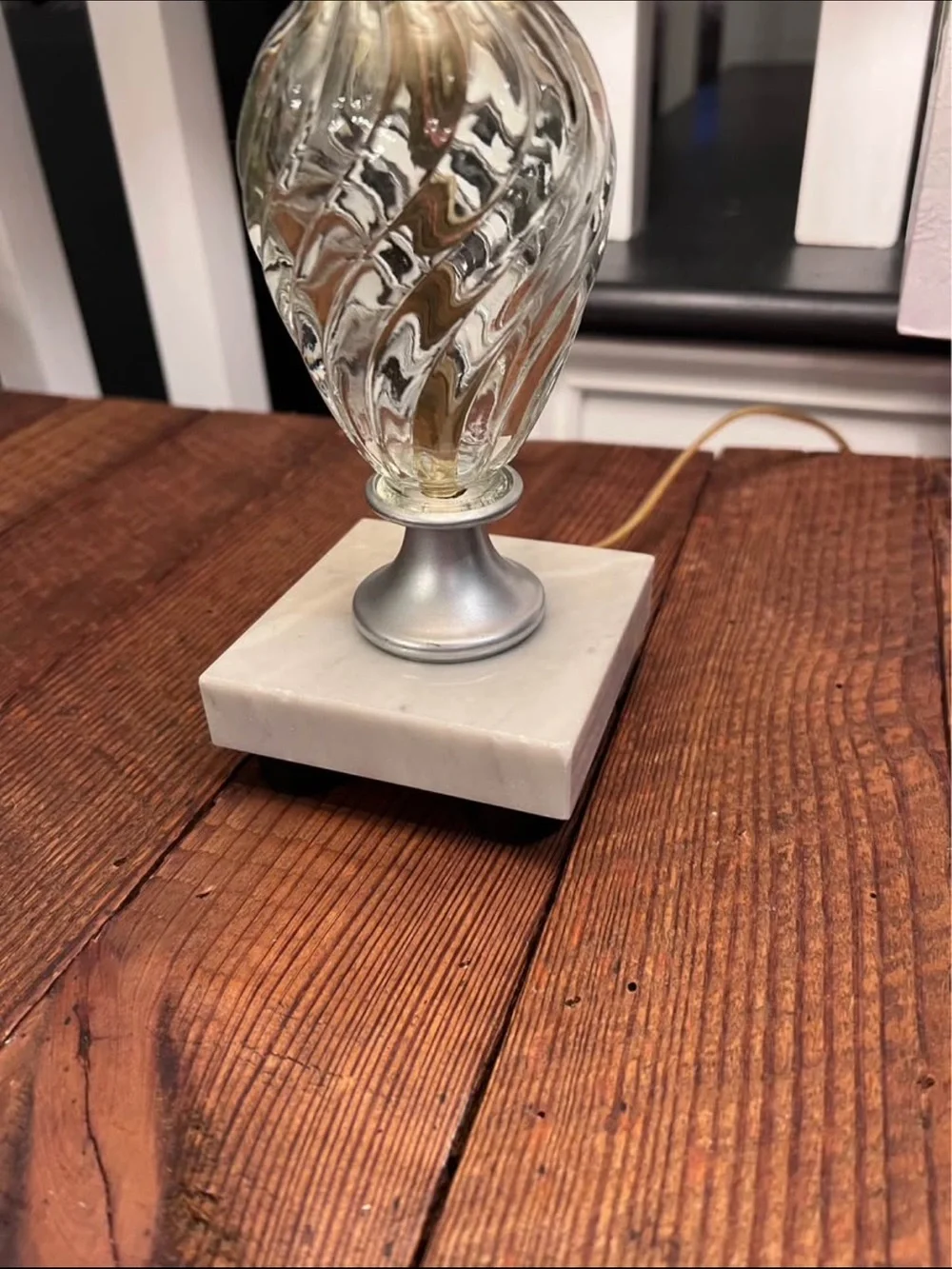Elegant Grey and Silver Glass Table Lamp
